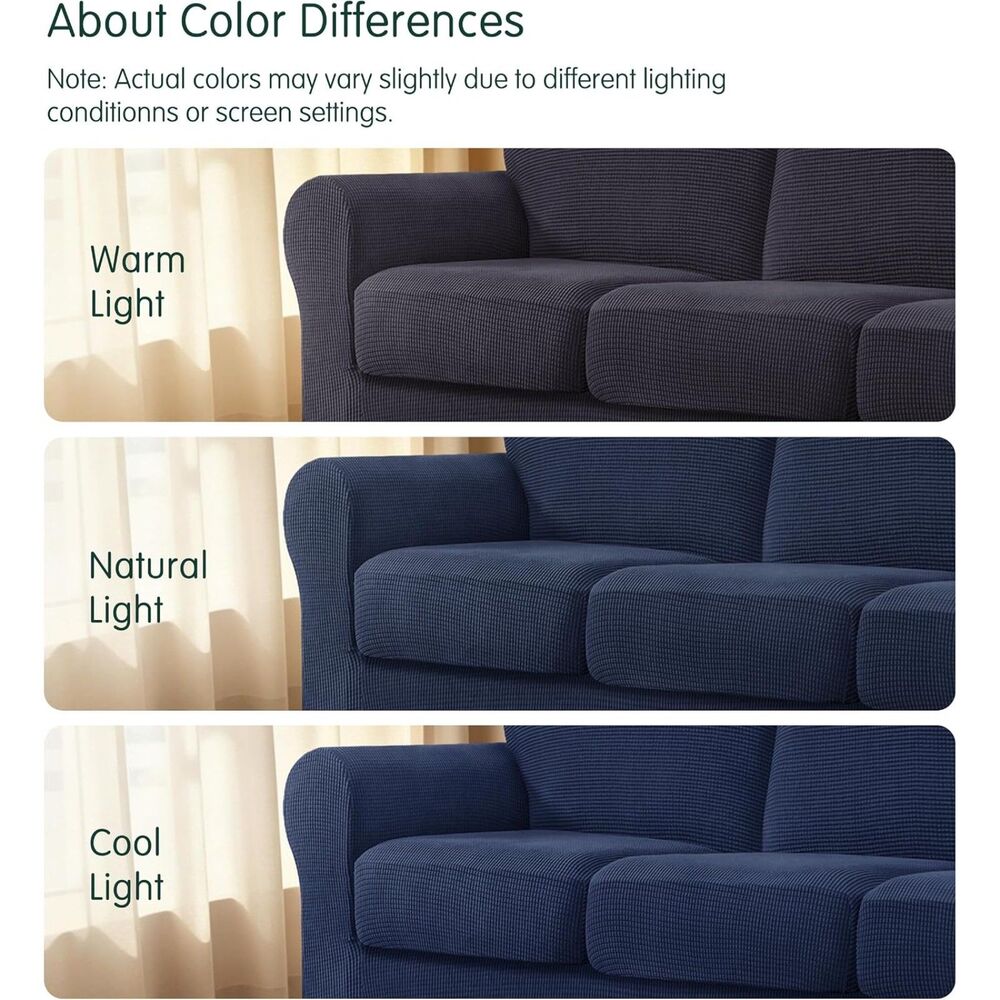 7 Piece Stretch Couch Covers for Sofa, Sofa, Dark Blue - Picture 8 of 9
